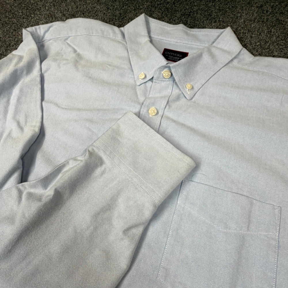 UNTUCKit Mens Size 3XL XXXL Blue Cotton Oxford Button Down Long Sleeve Shirt